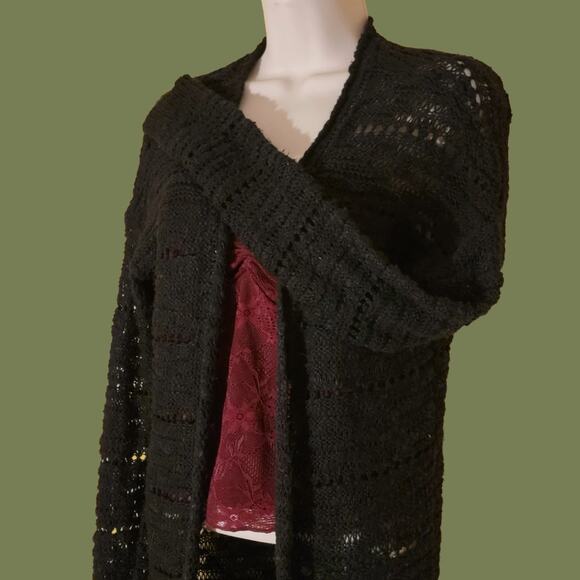 Mossimo Supply Co.  Black Loose Knit Open Duster Cardigan, Size Small - Picture 3 of 6